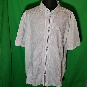Cubavera Mens 3X White Lavendar Striped Floral Button Up Shirt Island Retro